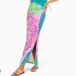 Lilly Pulitzer Inez Knit Maxi Slip Skirt in Multi Sunshine Vibes - L